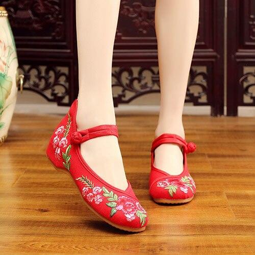 Handmade Women's Vintage Embroidered Canvas Ballet Flats