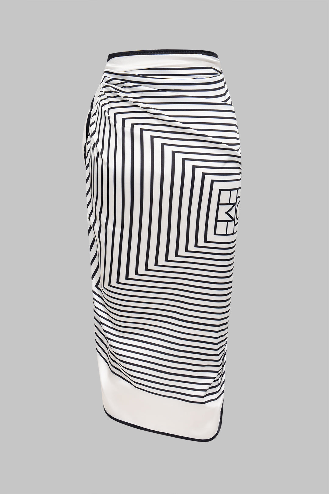 Stripes Print Satin Tie-Up Skirt