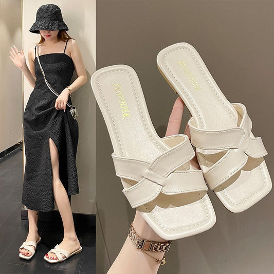 Women's Outdoor Retro Korean Type One-word Beach Sandals