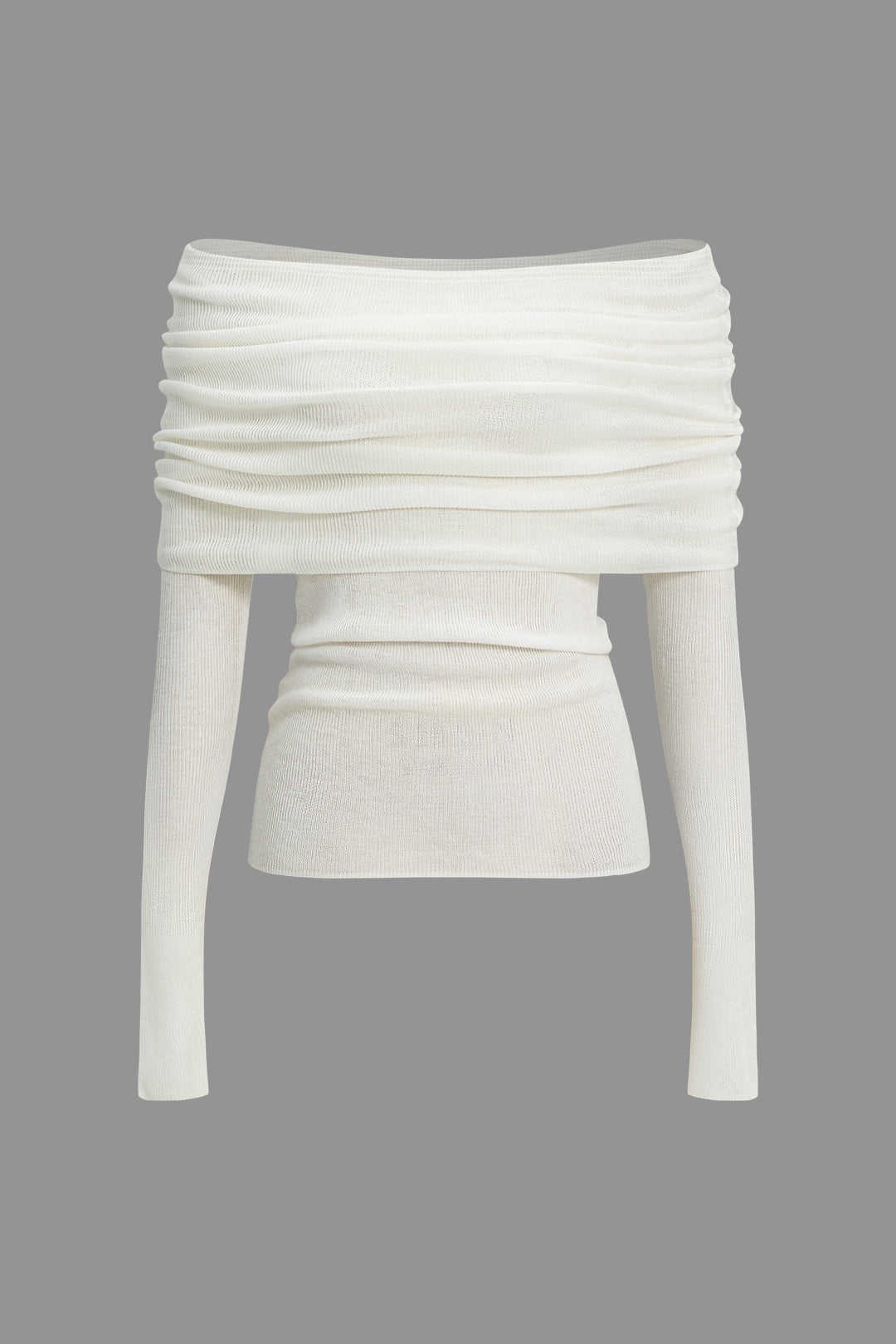 Wool Off Shoulder Long-Sleeve Top