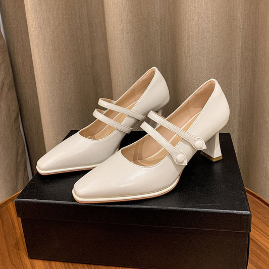 Cira Square Toe Stiletto Mary Jane Shoes