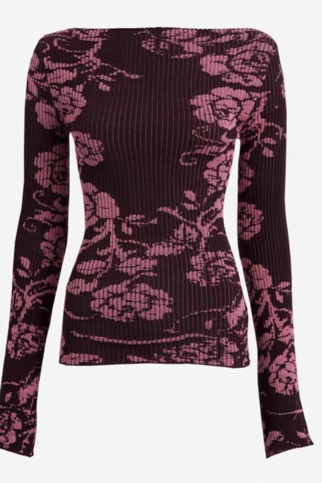 Vic Long Sleeve Rib-knit Top