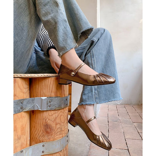 Rivalea Square Toe Block Heels Mary Jane Shoes