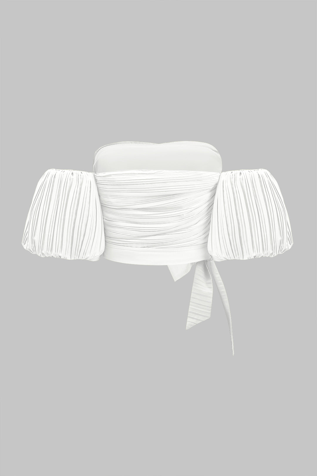 Textured Pleated Tie Knot Short-Sleeve Top