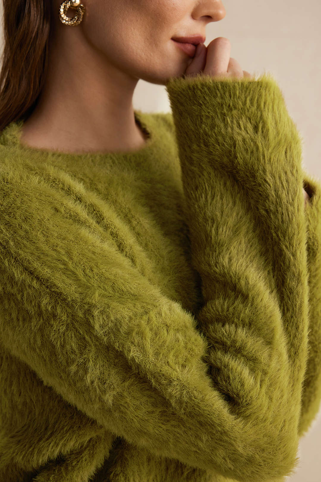 Solid Wool Blend Long Sleeve Sweater Top