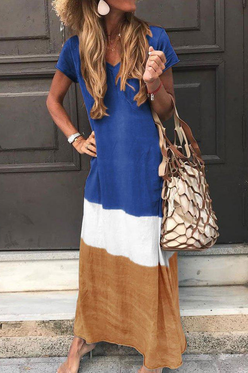 Retro Tie-dye Gradient Casual Long Dress