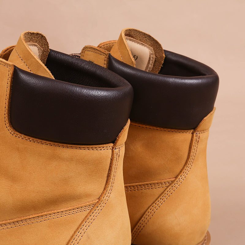 Women's Handmade High Lace-up Boot in Nubuck Calfskin Waterproof