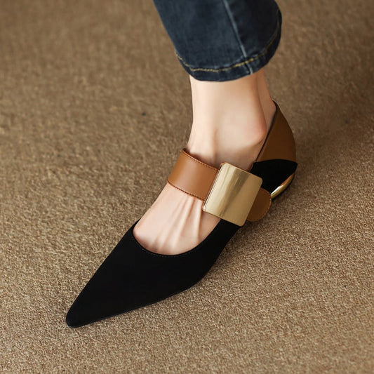 Megean Pointy Toe Block Heels Mary Jane Shoes