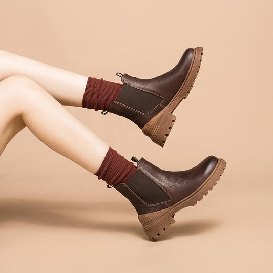 Leather Chelsea Boots Handmade Designer  Ankle Boots Black/Coffee