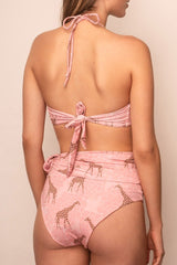 Bandage Zebra Printed Pink Bikini Set