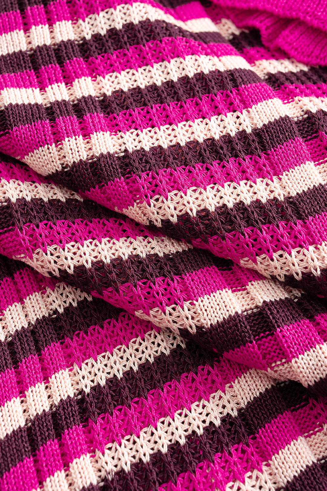 Stripes Contrast Print Knit Patchwork Short-Sleeve Top