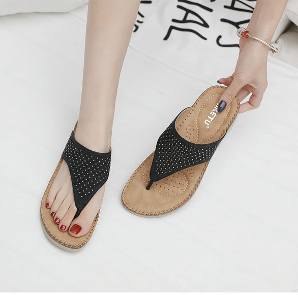 Wedge Rhinestone Laser Flip-Flops