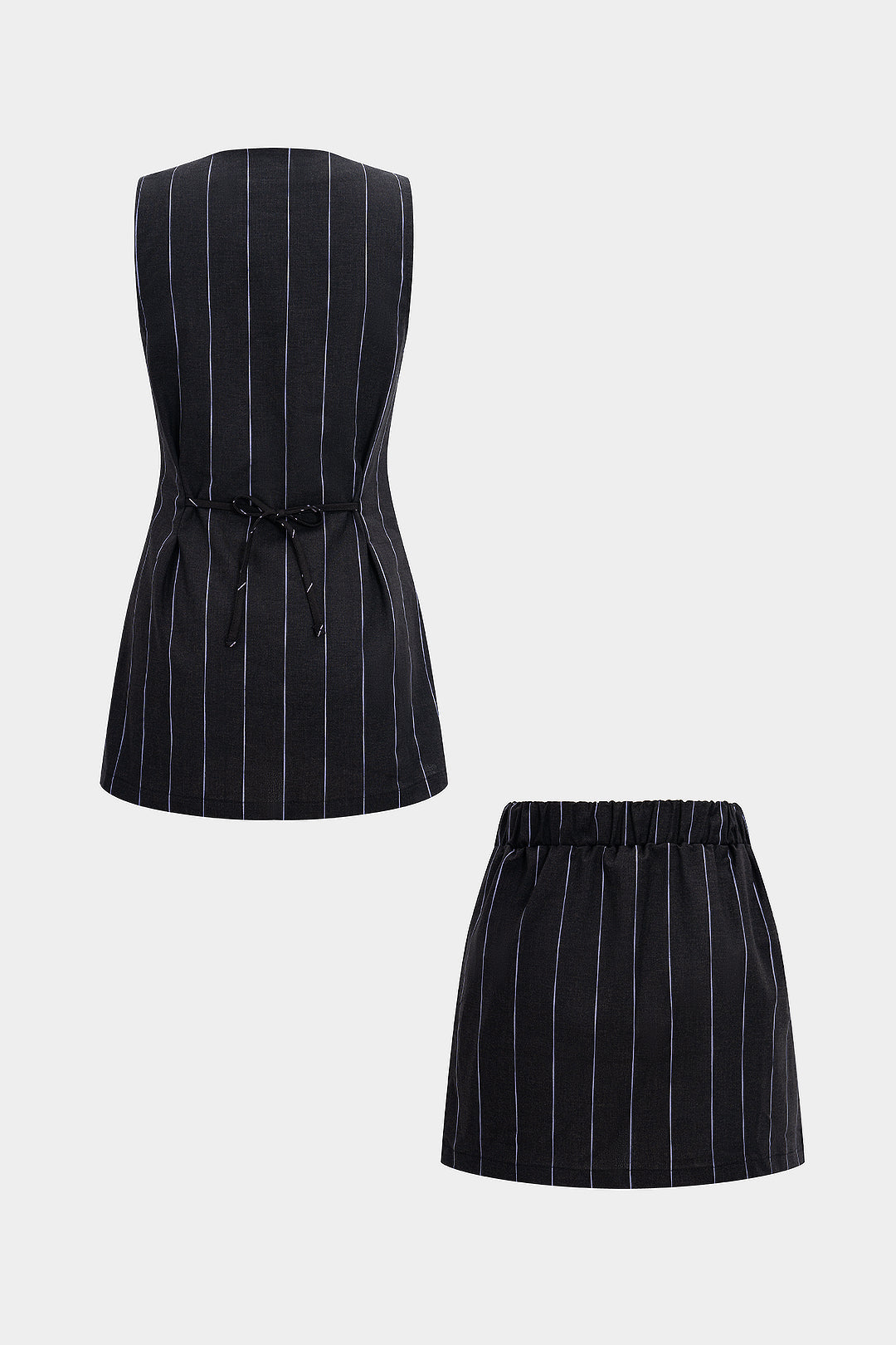 Stripes Print Tie-Up Skirt Set
