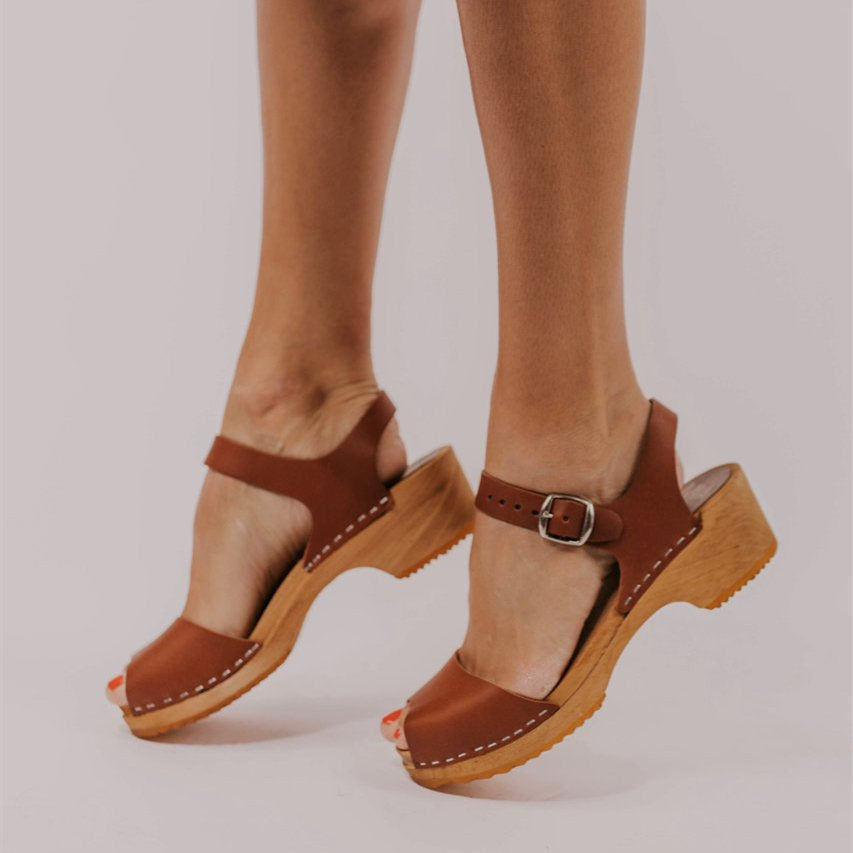 Stitching Wood Heel Sandals