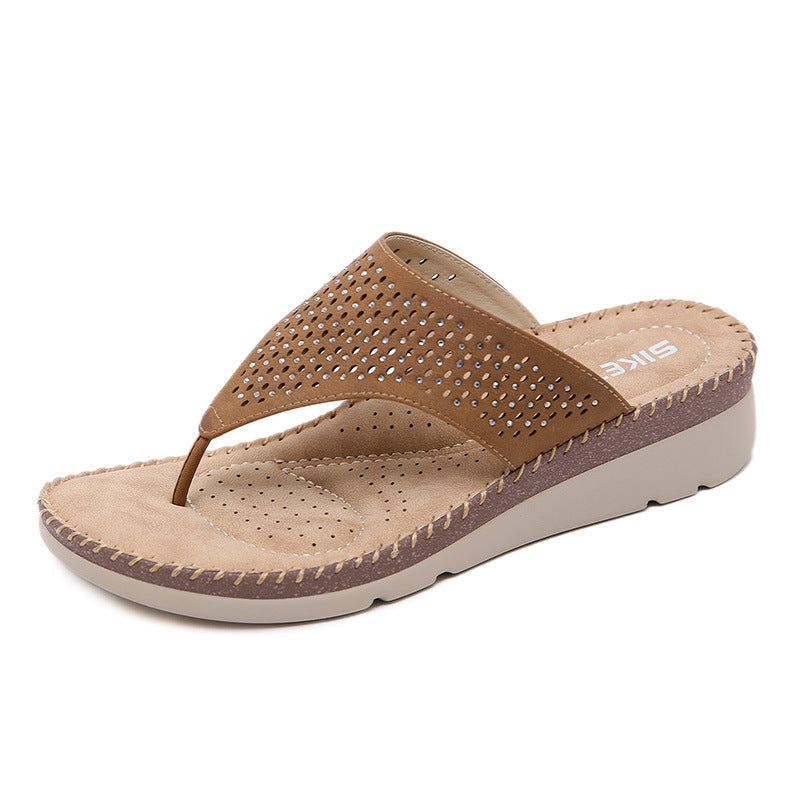 Wedge Rhinestone Laser Flip-Flops