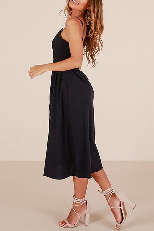 Button Front Swing Summer Dress