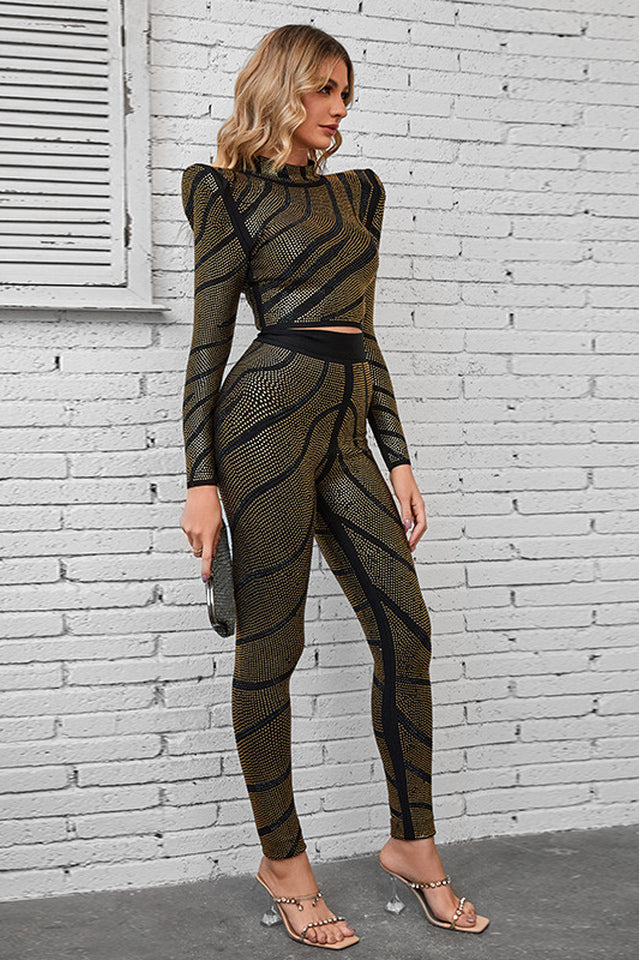 Agatha Long Sleeve Rhinestone Pantsuit