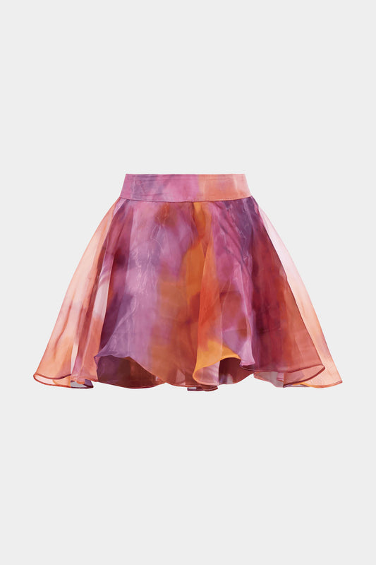 Watercolor Pattern Ruched Skirt