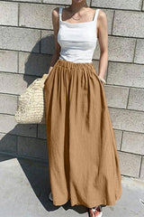 Summer Women's Fashion Solid Color Cotton Wide Leg Pants Casual Pants