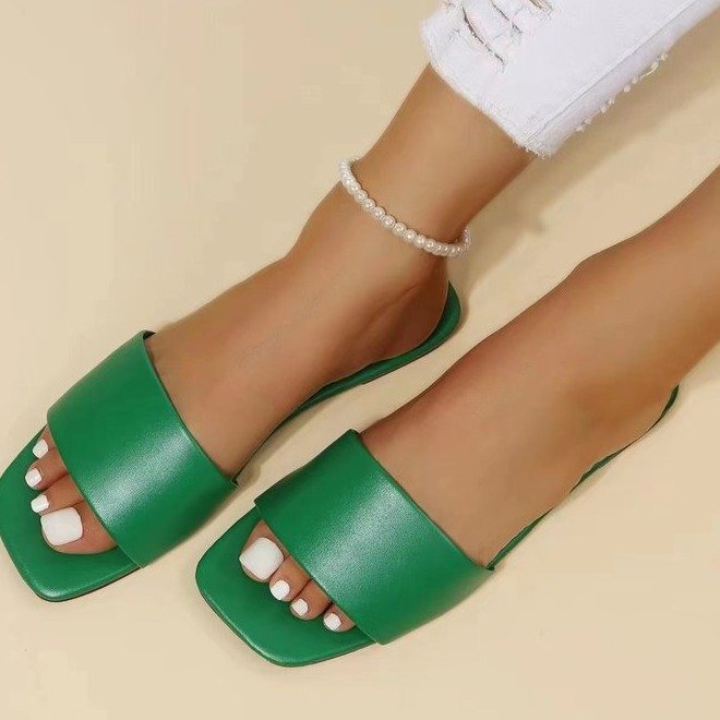 Women's Summer Plus Size Square Toe Flat Bottom Sandals