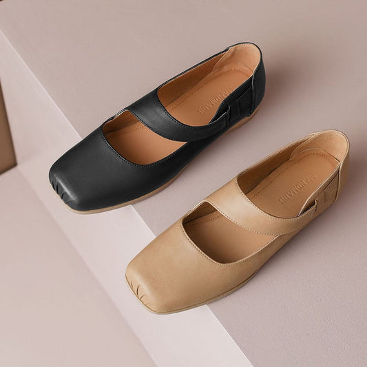 Idoya Square Toe Block Heels Mary Jane Shoes