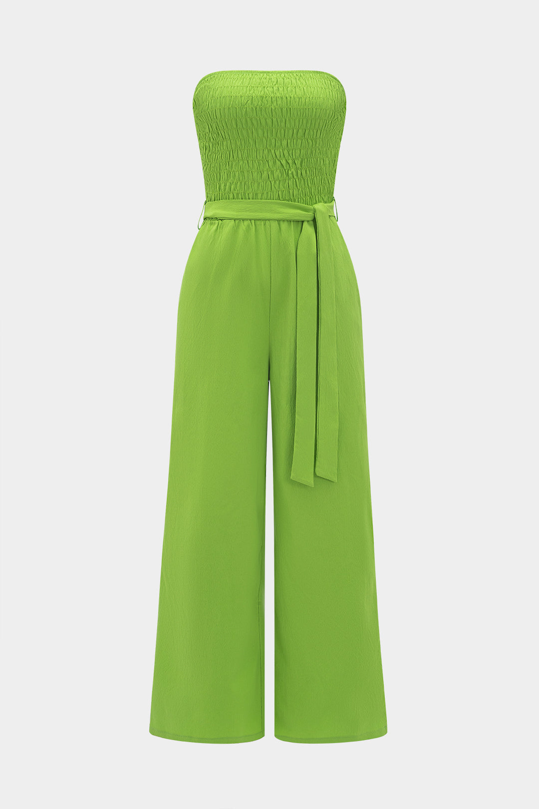 Tie-Front Ruched Strapless Sleeveless Jumpsuit