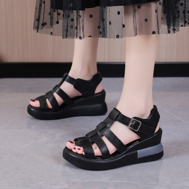 Women's Summer Open Toe Retro Flat Roman Sandals