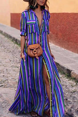 BOHEMIAN MULTICOLOR STRIPED DRESS