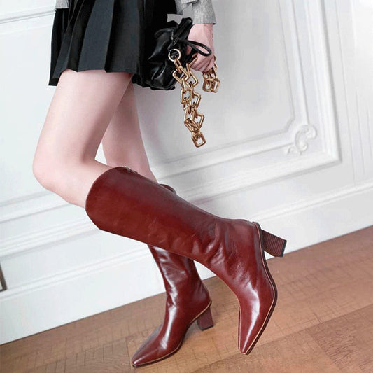 Cowboy Boots Women Handmade Genuine Leather In White/Black/Red-Western R Toe Boots