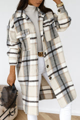 Fashion Street Plaid Patchwork Turndown Collar Outerwear(3 Colors)