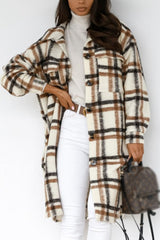 Fashion Street Plaid Patchwork Turndown Collar Outerwear(3 Colors)