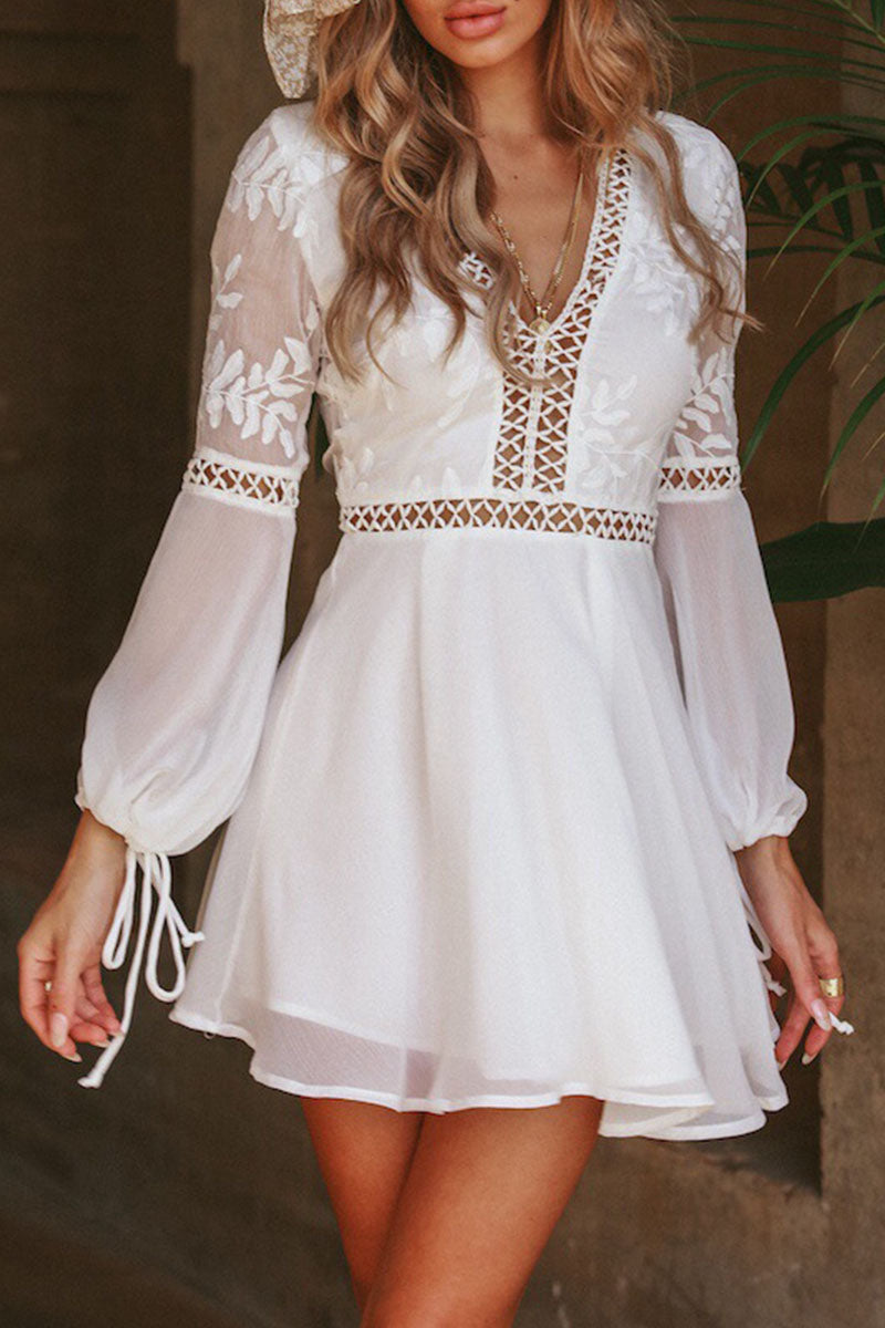 Fashion Sweet Solid Backless V Neck Princess Dresses