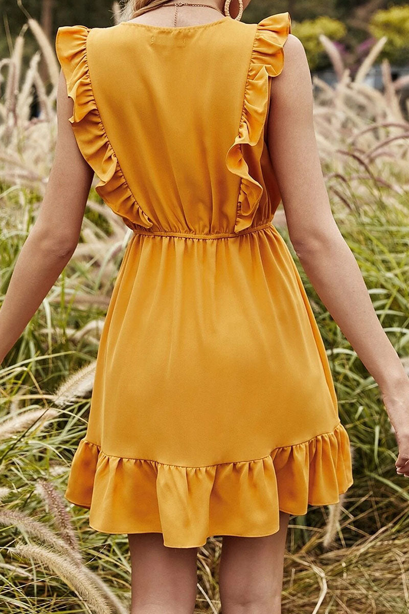 Fashion Bohemian Solid Patchwork V Neck A Line Dresses