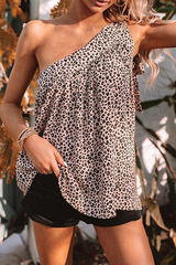 Casual Leopard Backless Flounce T-Shirts