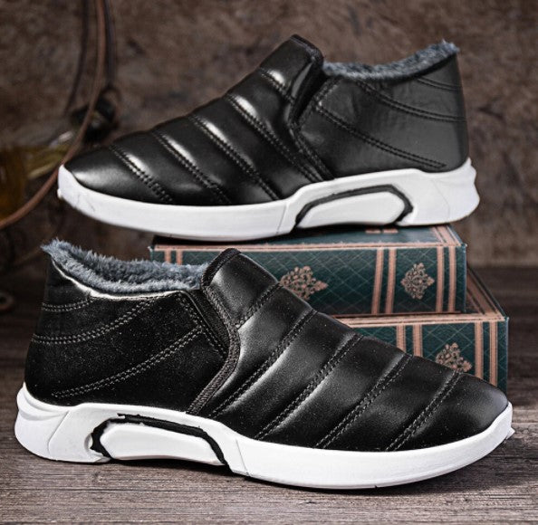 Men Winter Warm Plush Lining Soft Sole Slip Resistant Slip-On Casual Shoes