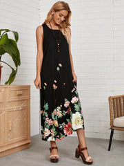 Casual Pocket Floral Dress