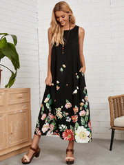 Casual Pocket Floral Dress