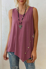 Fashion Casual Solid Split Joint U Neck Tops