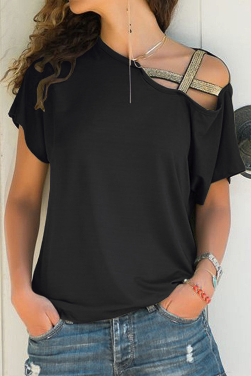 Casual Solid Oblique Collar T-Shirts(7 Colors)