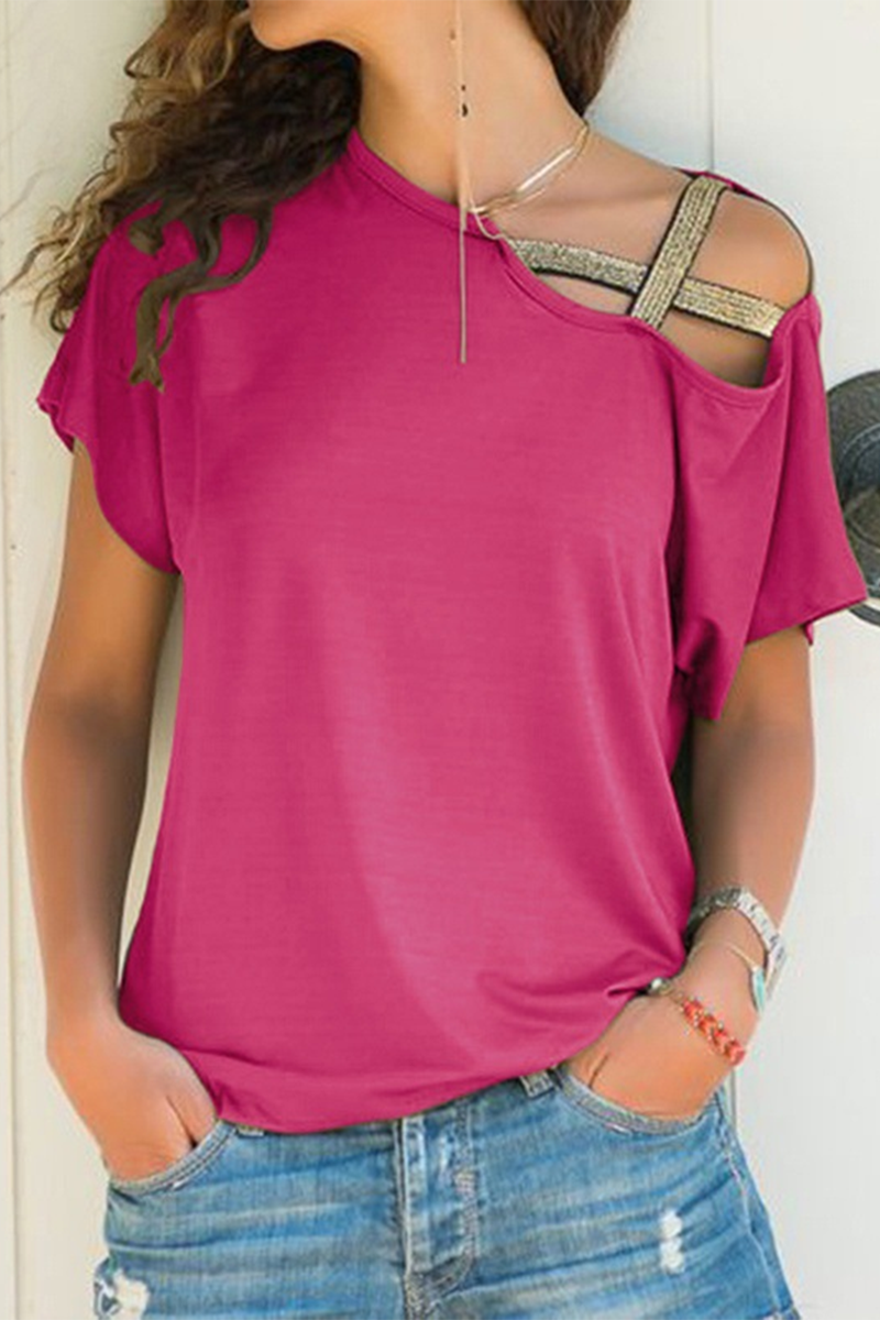 Casual Solid Oblique Collar T-Shirts(7 Colors)