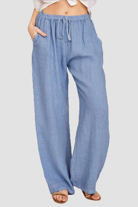 Casual Solid Patchwork Pocket Loose Wide Leg Bottoms(8 Colors)