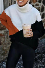 Fashion Casual Solid Split Joint Turtleneck Tops