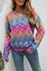 Street Tie Dye Basic O Neck Tops Sweater