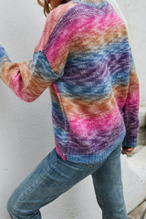 Street Tie Dye Basic O Neck Tops Sweater