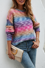 Street Tie Dye Basic O Neck Tops Sweater