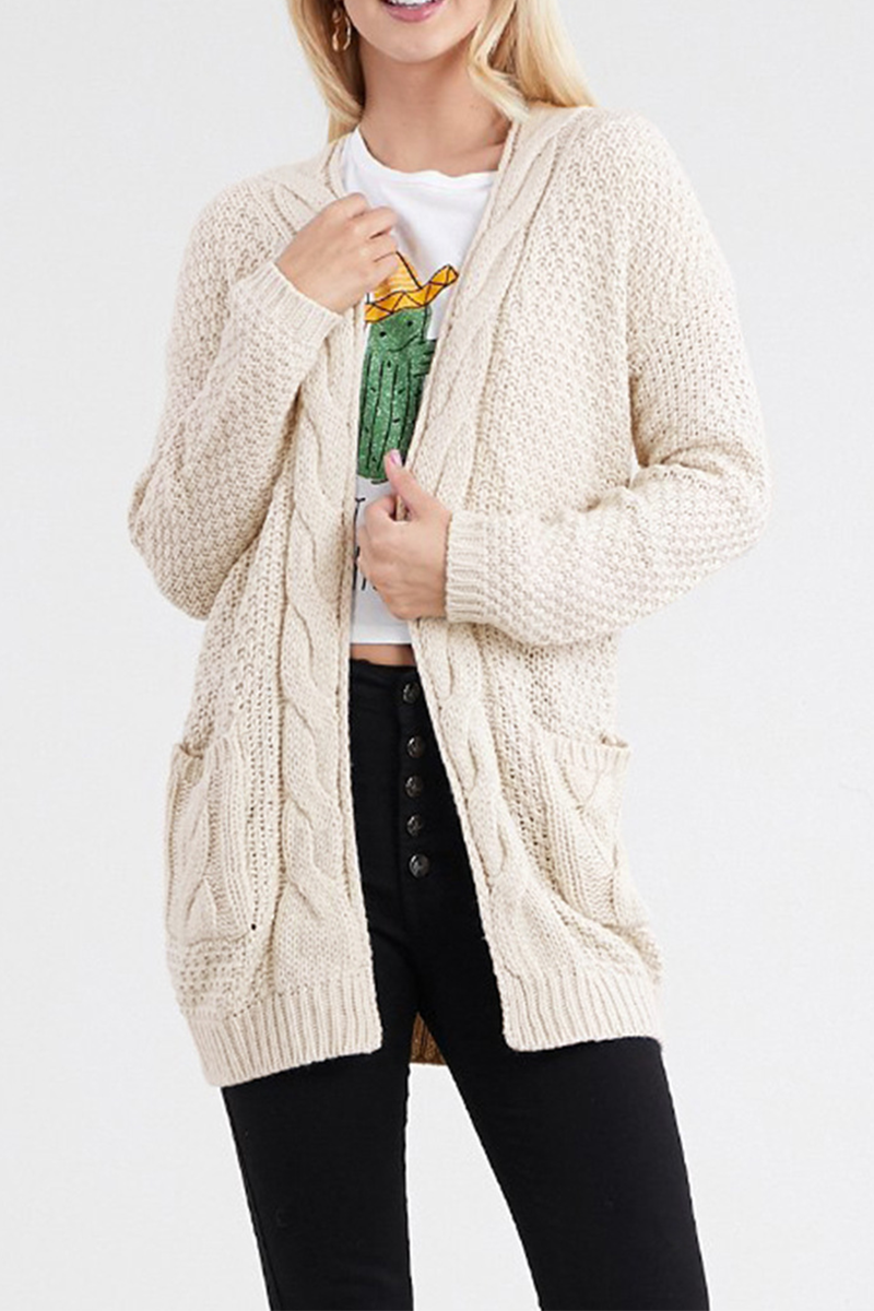 Casual Solid Patchwork Pocket Tops Sweater