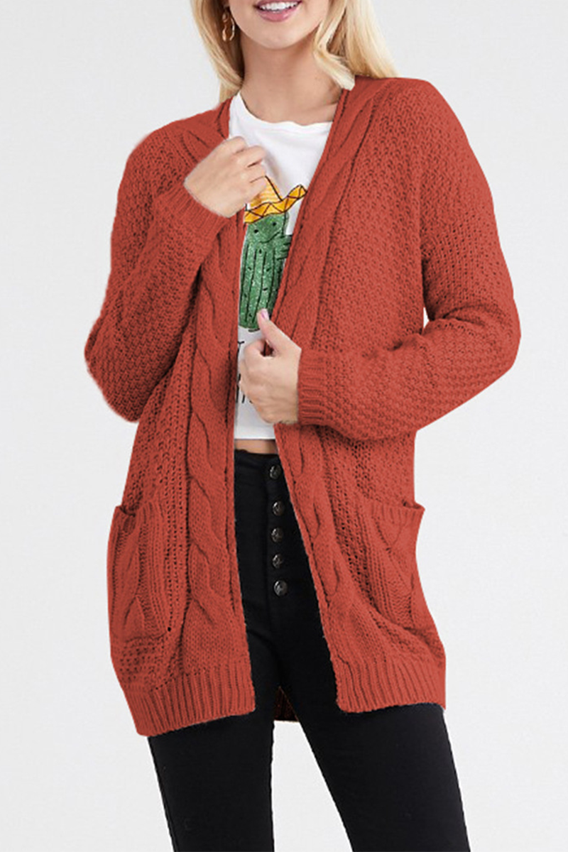 Casual Solid Patchwork Pocket Tops Sweater