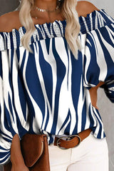 Fashion Elegant Striped Split Joint Off the Shoulder Tops