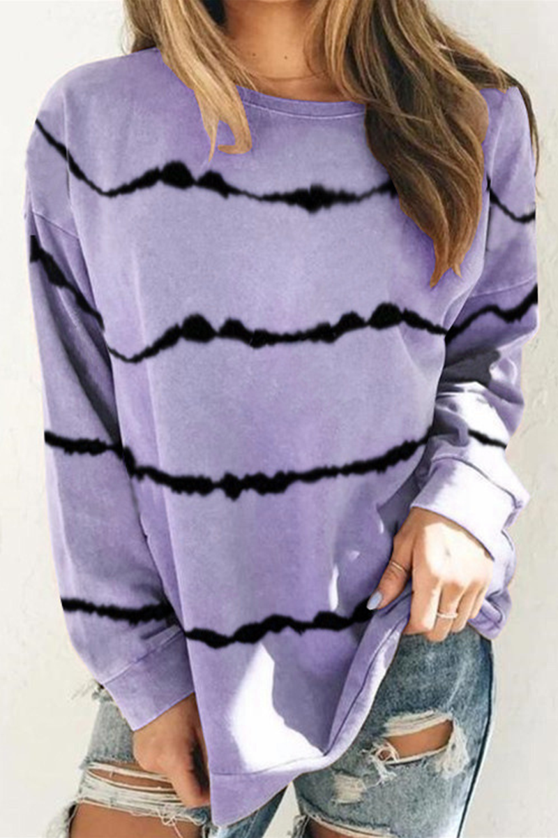 Casual Striped Split Joint Basic O Neck Tops(9 colors)