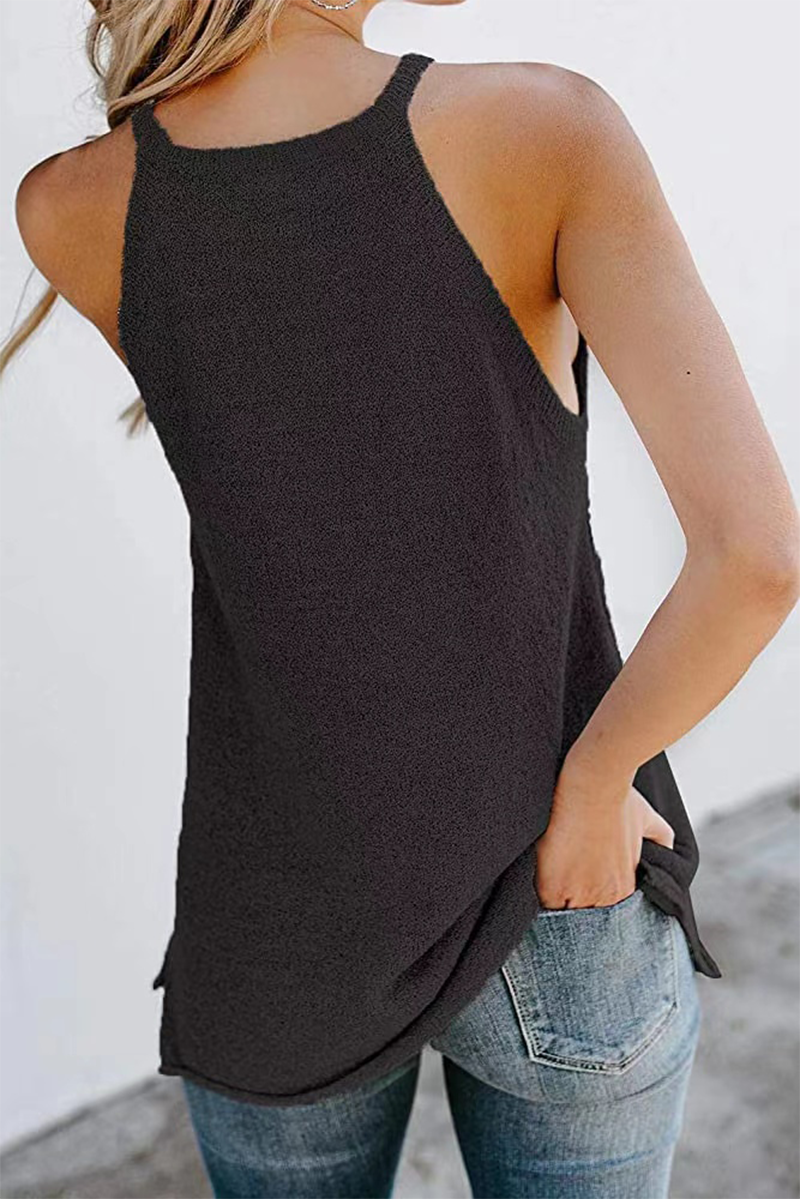 Casual Solid Patchwork Halter Tops